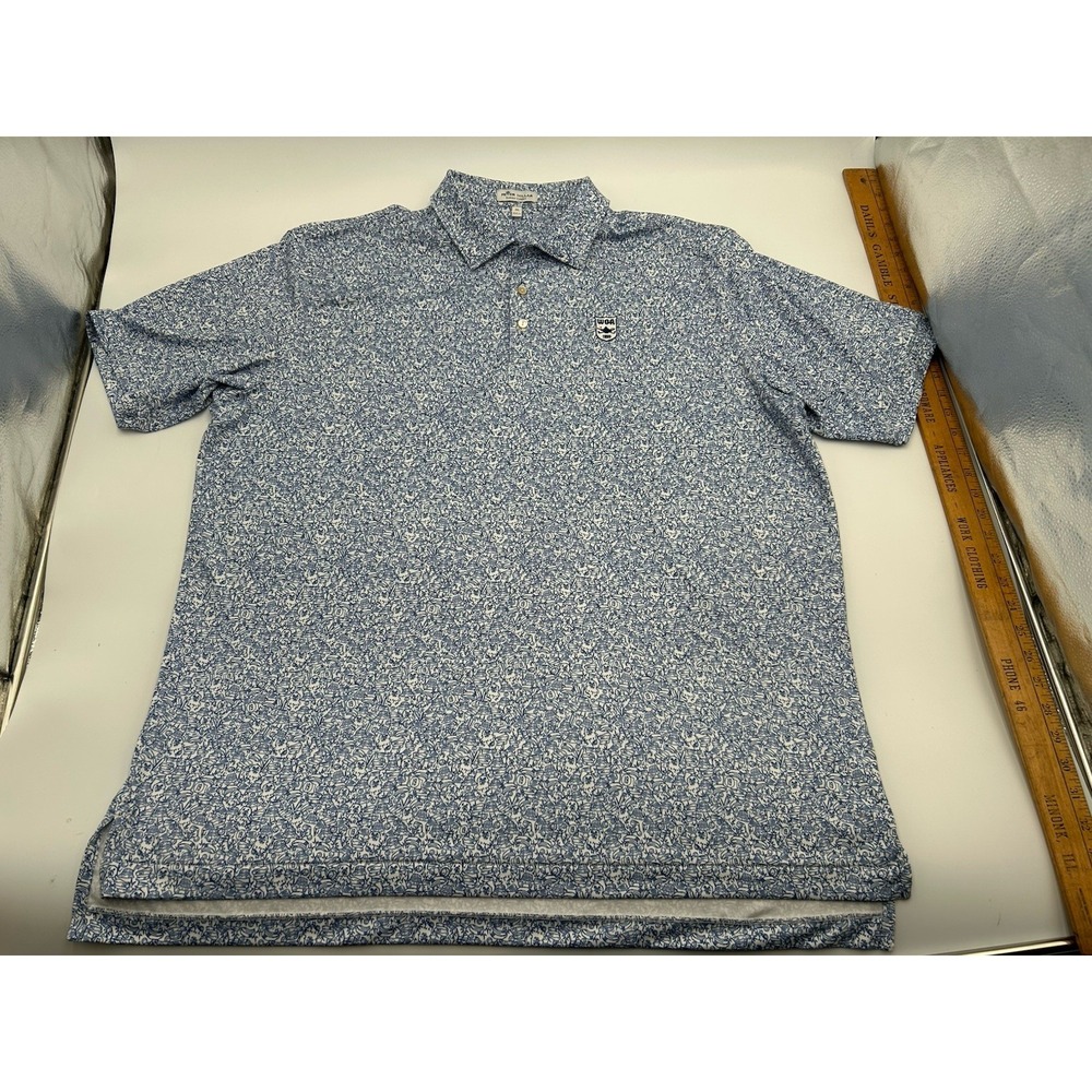 PETER MILLAR GOLF POLO SHIRT XL BLUE WHITE SUMMER COMFORT 19TH HOLE WGA G